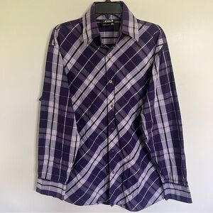 Men’s South Pole‎ Southpole Long Sleeve Plaid Button Down Shirt Size XL Purple